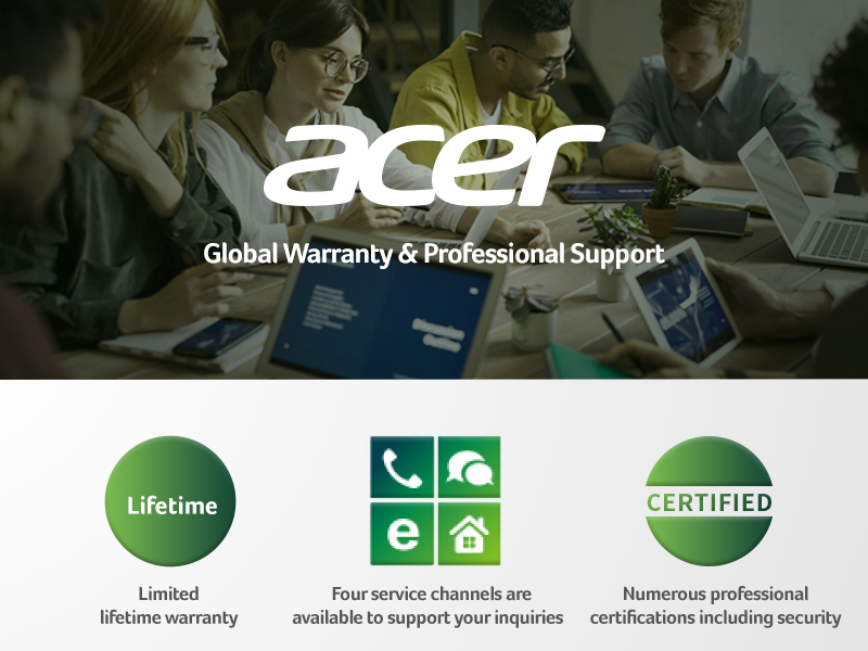 Hỗ trợ toàn cầu của Acer cho bảo hành trọn đời có giới hạn