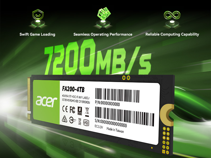 Acer FA200 SSD with speed up to 7200 MB/s